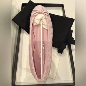 CHANEL Pink Quilted Bow Ballet Flat